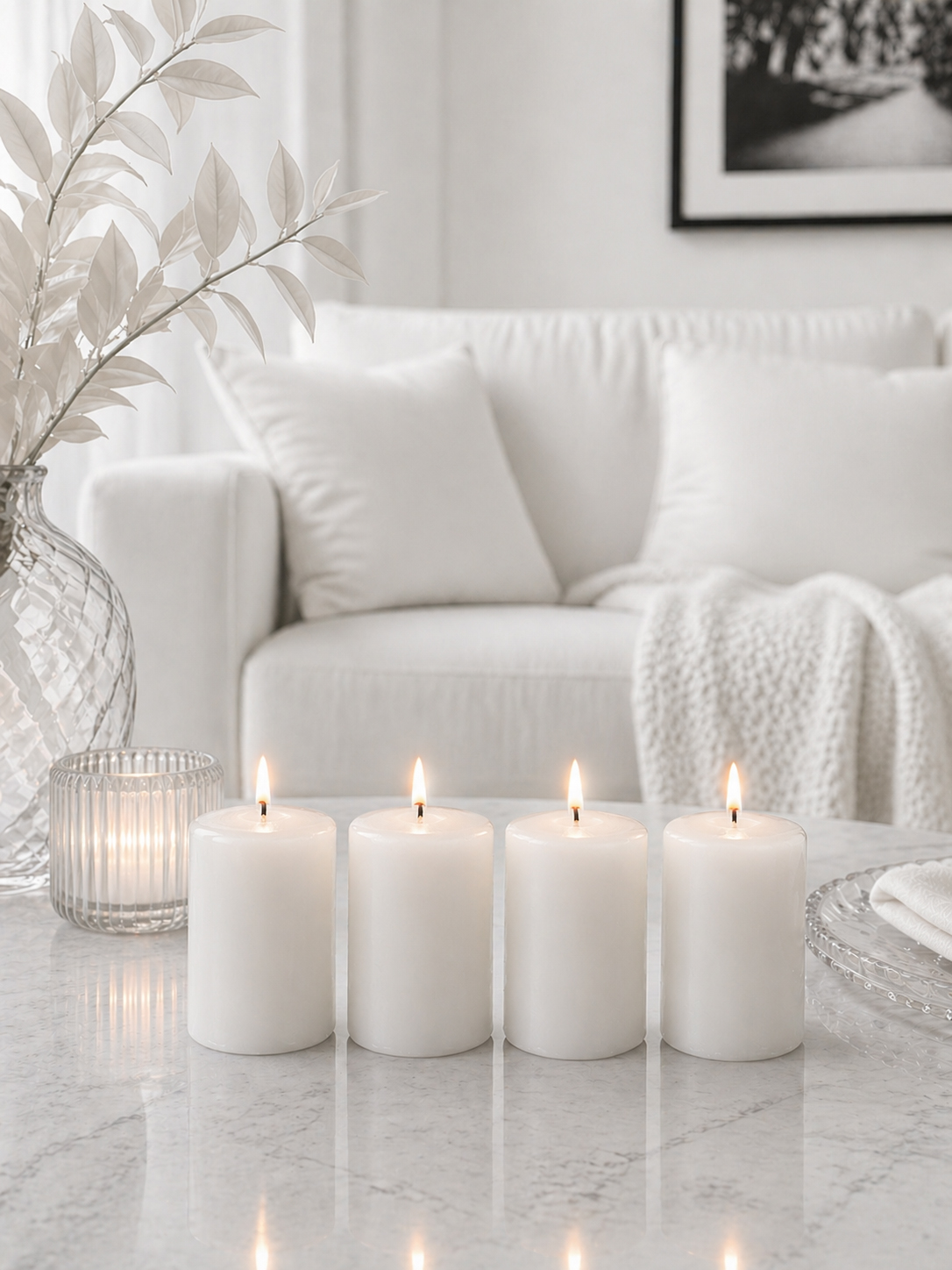 Classic candles (columns) 4 pieces white - изображение 2