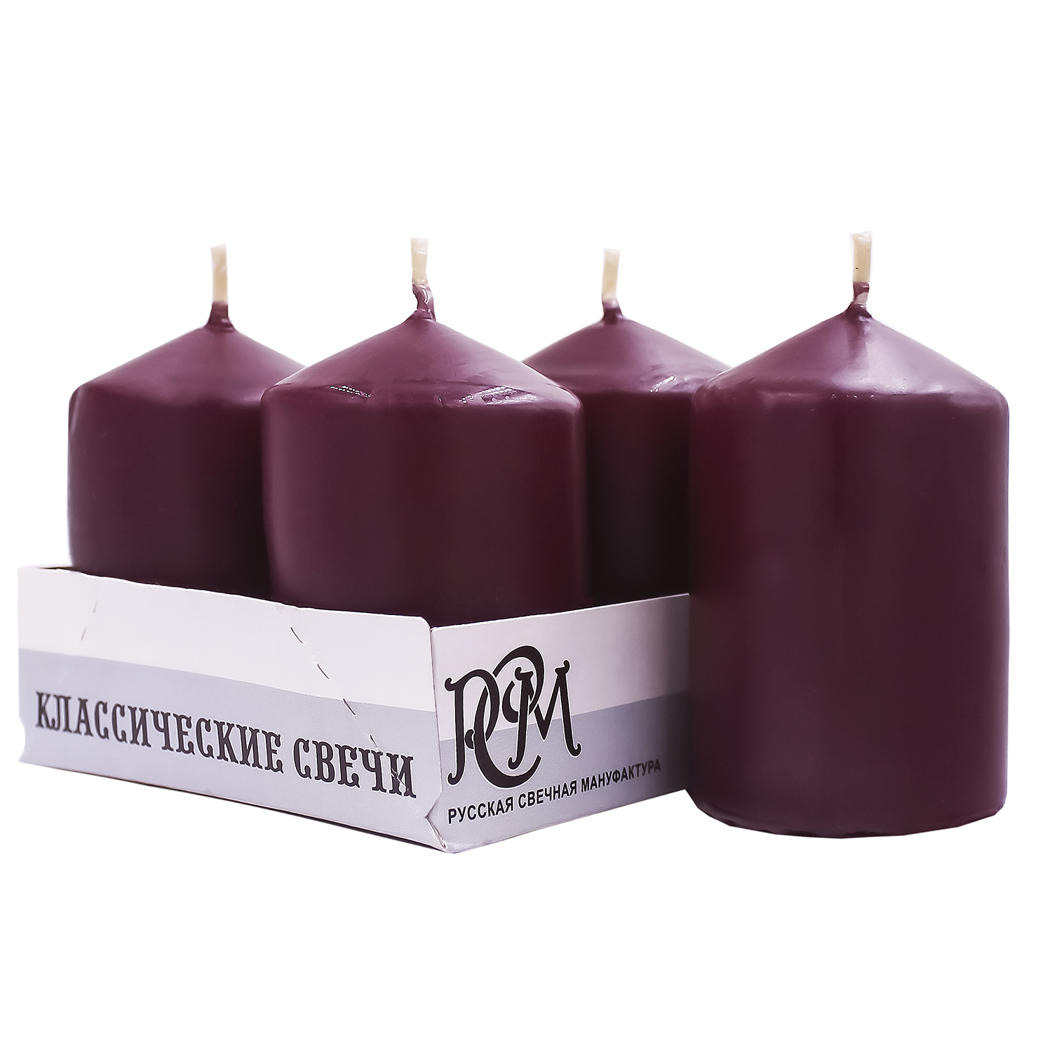 Свечи классические 4 штуки бордовые - изображение 2